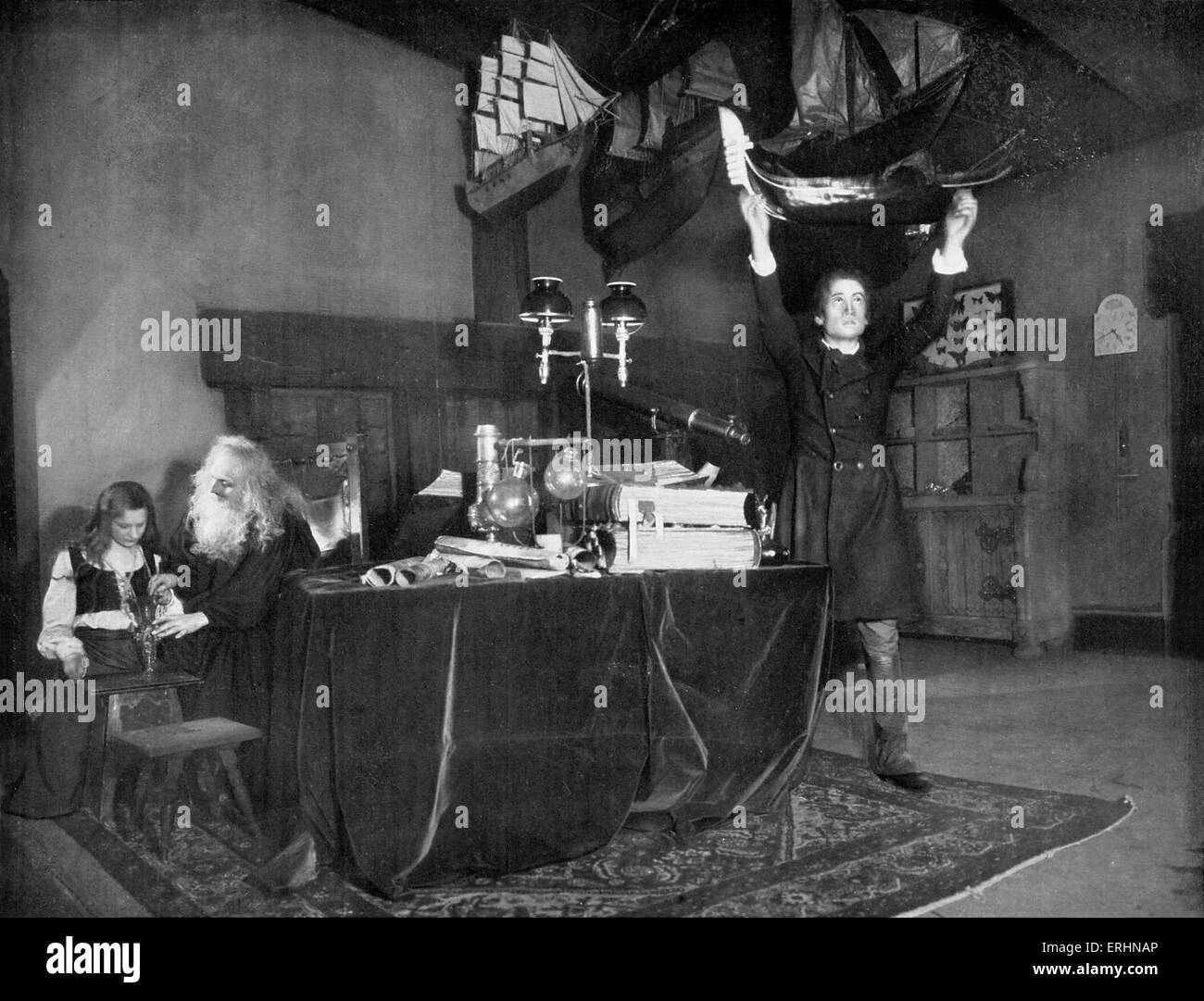 HAUPTMANN, Gerhart / Gerhard 's play  Und Pippa tanzt'  'And Pippa Dances'  1906  Lessing Theater, Berlin. Act II Orloff as Stock Photo