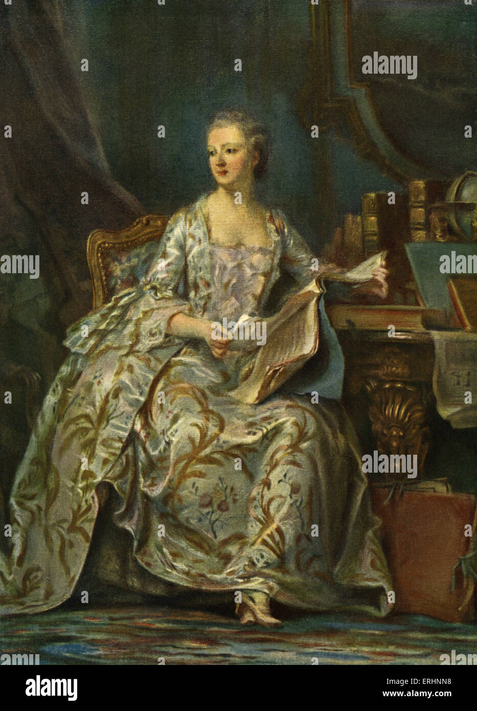Portrait of Madame de Pompadour - French engraving XIX th century