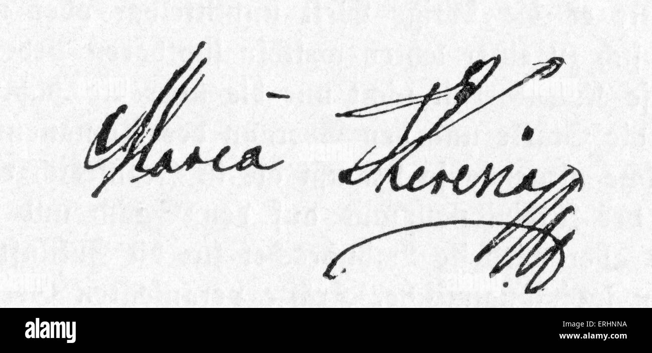 Maria Theresa (or Theresia) - the Archduchess of Austria 's signature / autograph. MT, Archduchess of Austria: 13 May 1717 - 29 Stock Photo