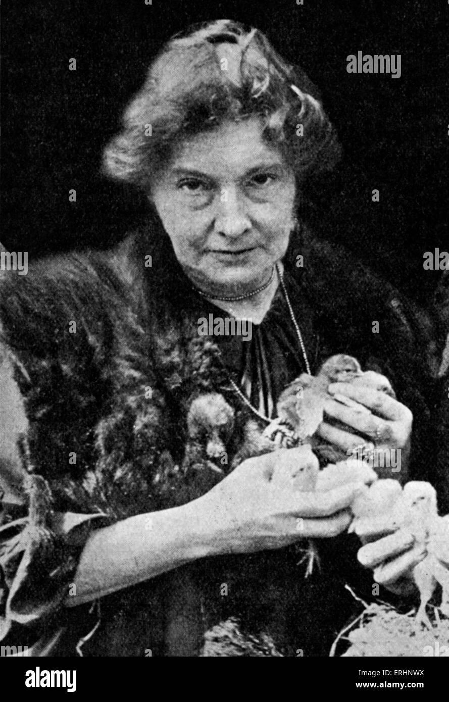 E. Nesbit - holding chicks in her hands, Edith Nesbit. English children's author and poet   15 August 1858 - 4 May 1924 Stock Photo