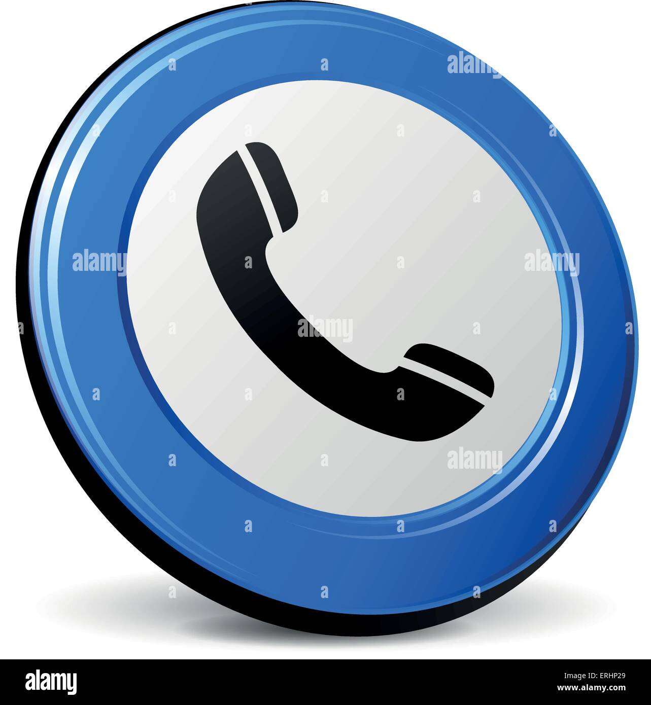 Vector illustration of blue phone icon on white background Stock Vector