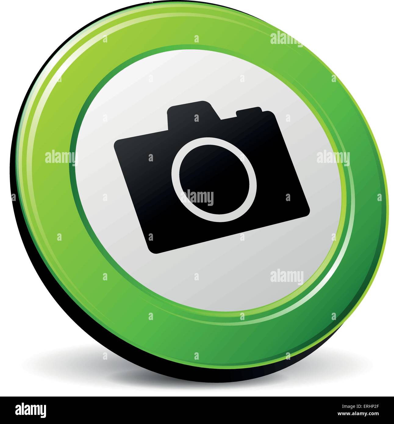Vector illustration of camera green icon on white background Stock