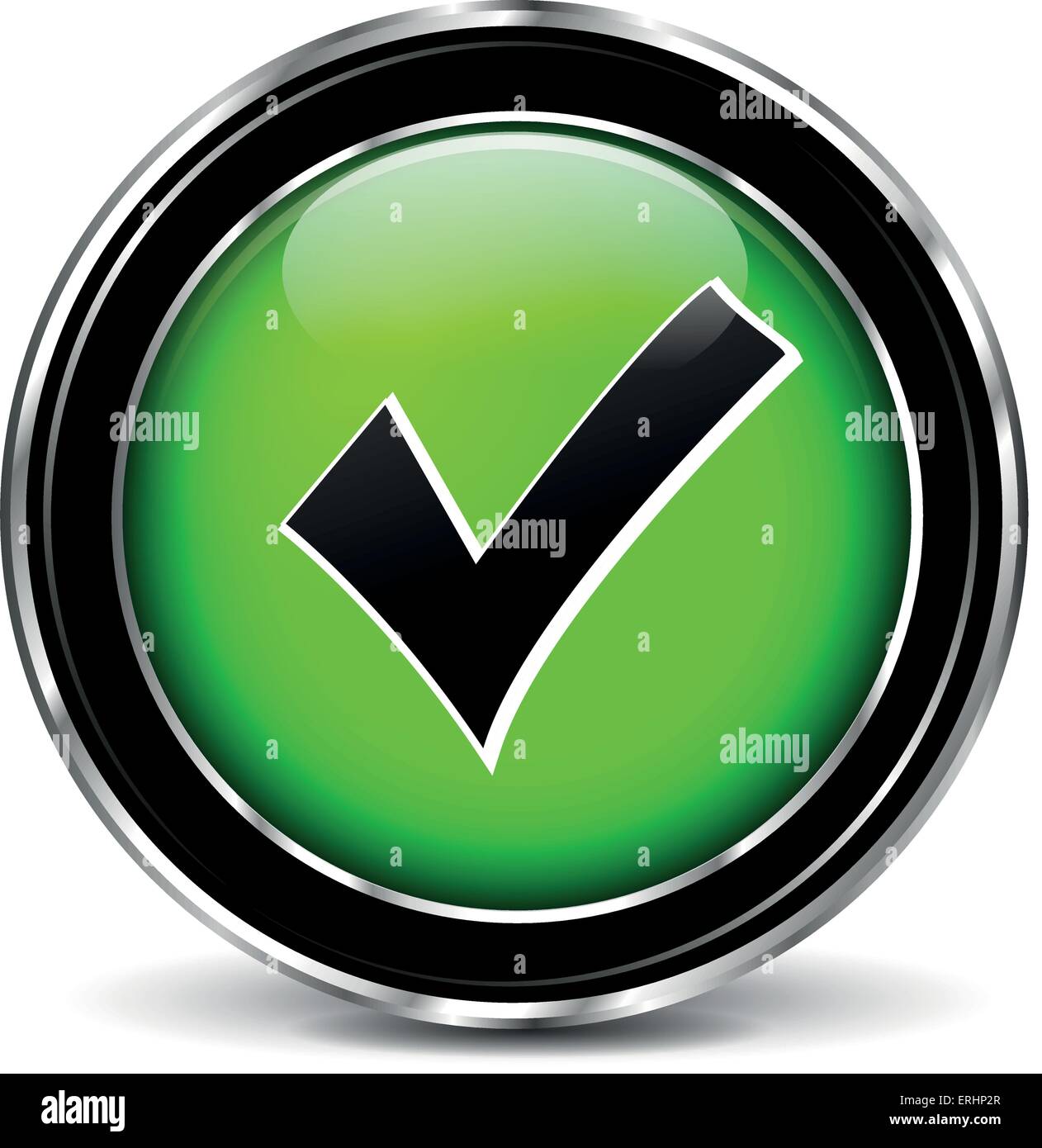 Vector illustration of check mark green icon on white background Stock ...