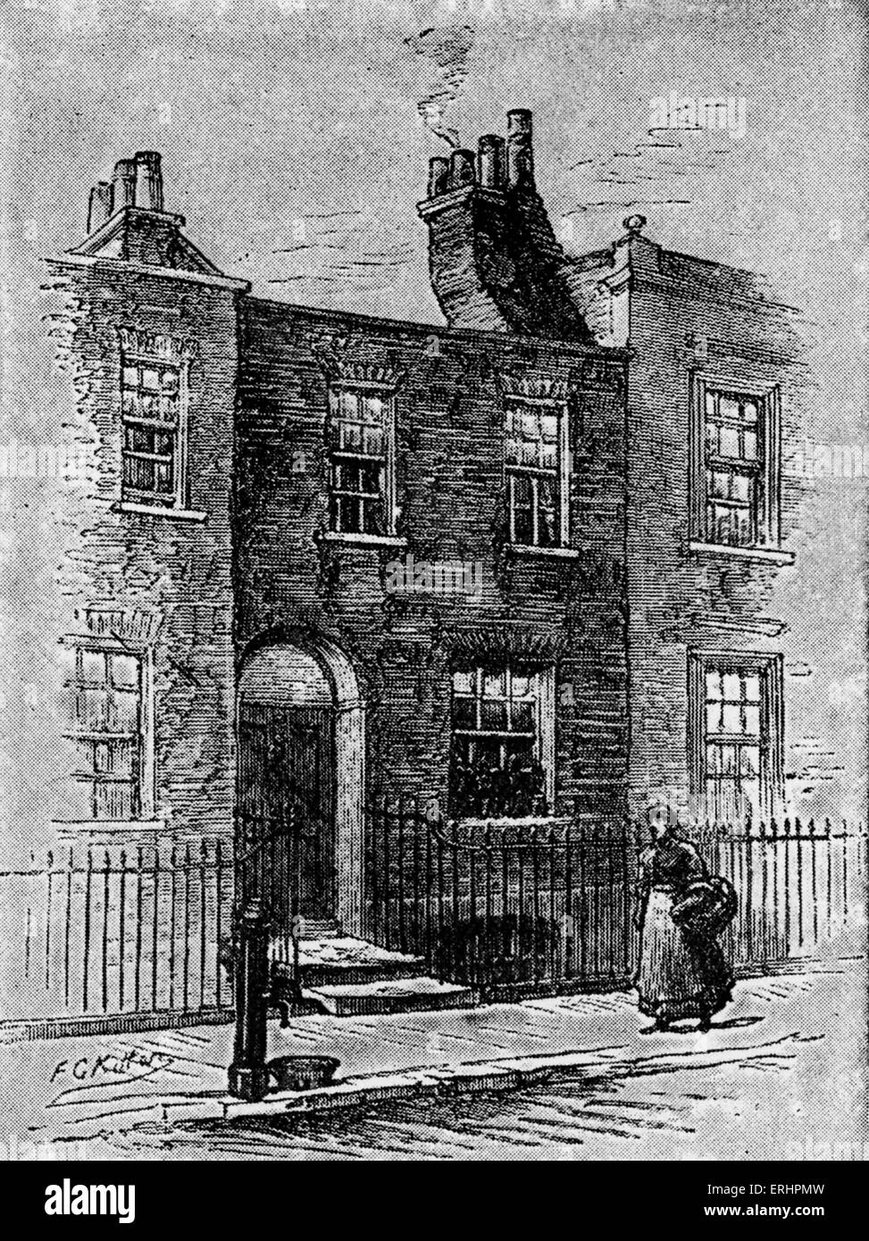 Charles Dickens ' - house in Bayham Street, Camden Town, London, UK. Where the British novelist lived 1823-1824. 7 February 1812 - 9 June 1870. Stock Photo