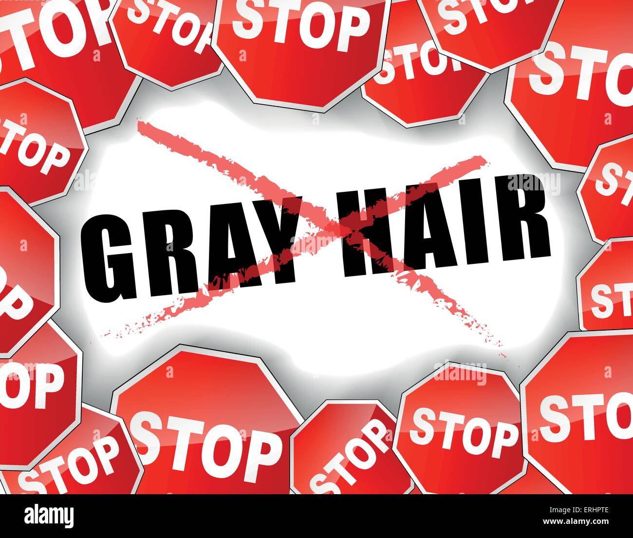 Vector illustration of stop gray hair concept background Stock Vector