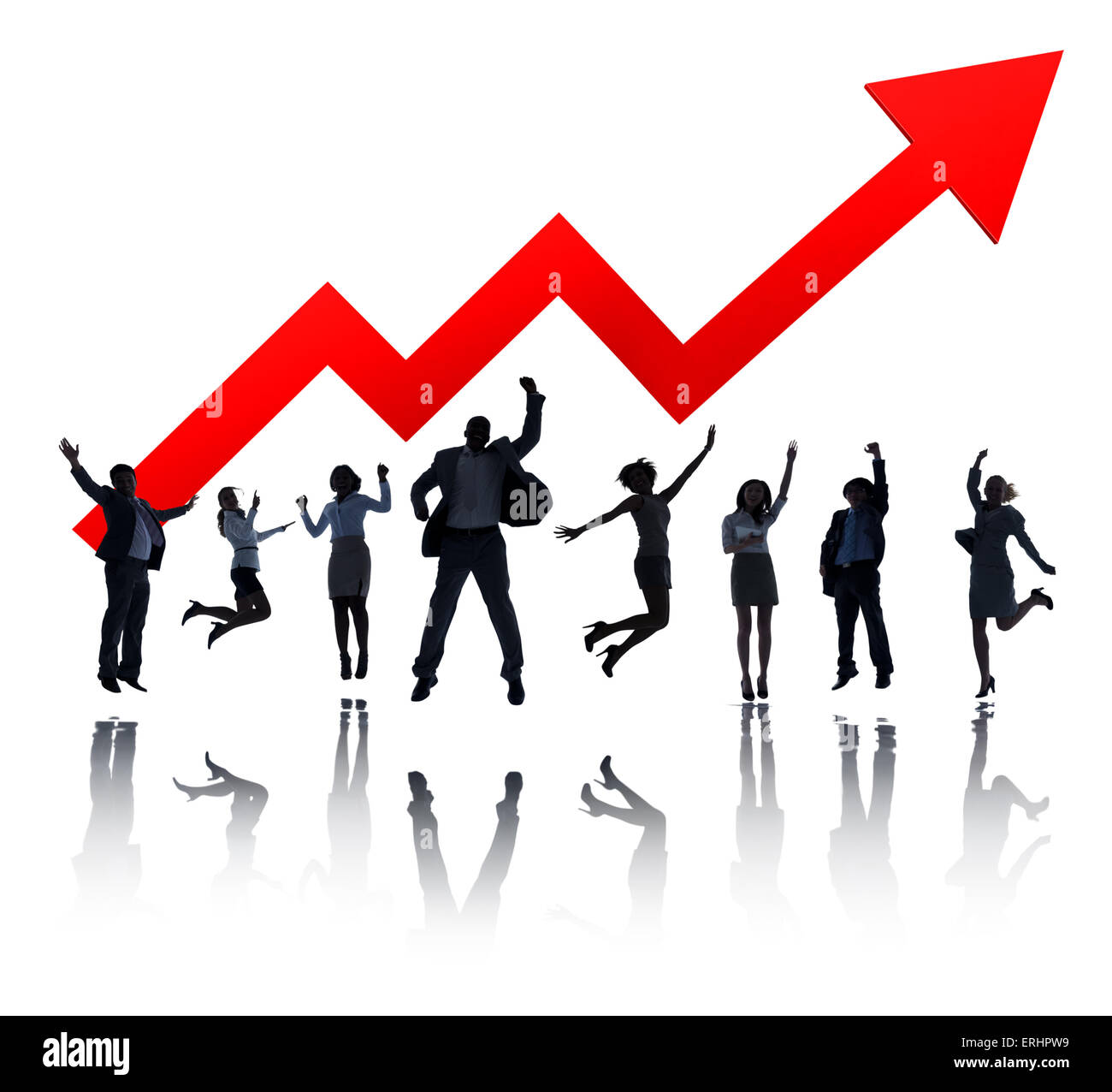 Groewth People Multi-ethnic group of business people celebrated for growth graph Stock ...