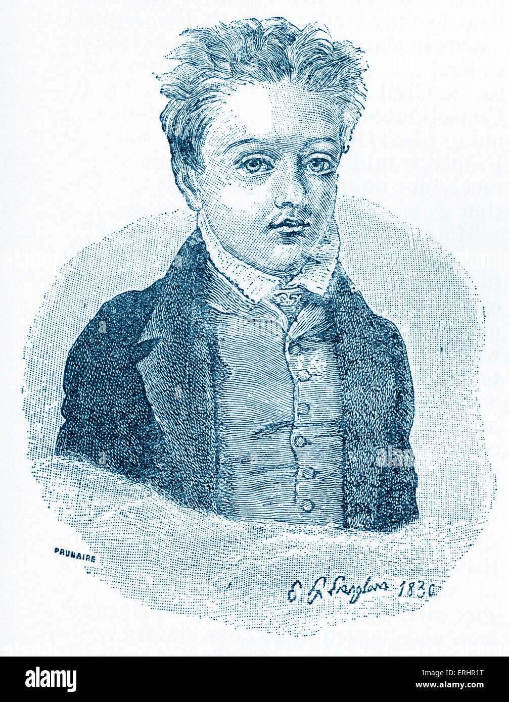 Gustave Flaubert - portrait of the French writer at the age of ten. 12 December 1821 - 8 May 1880. Stock Photo
