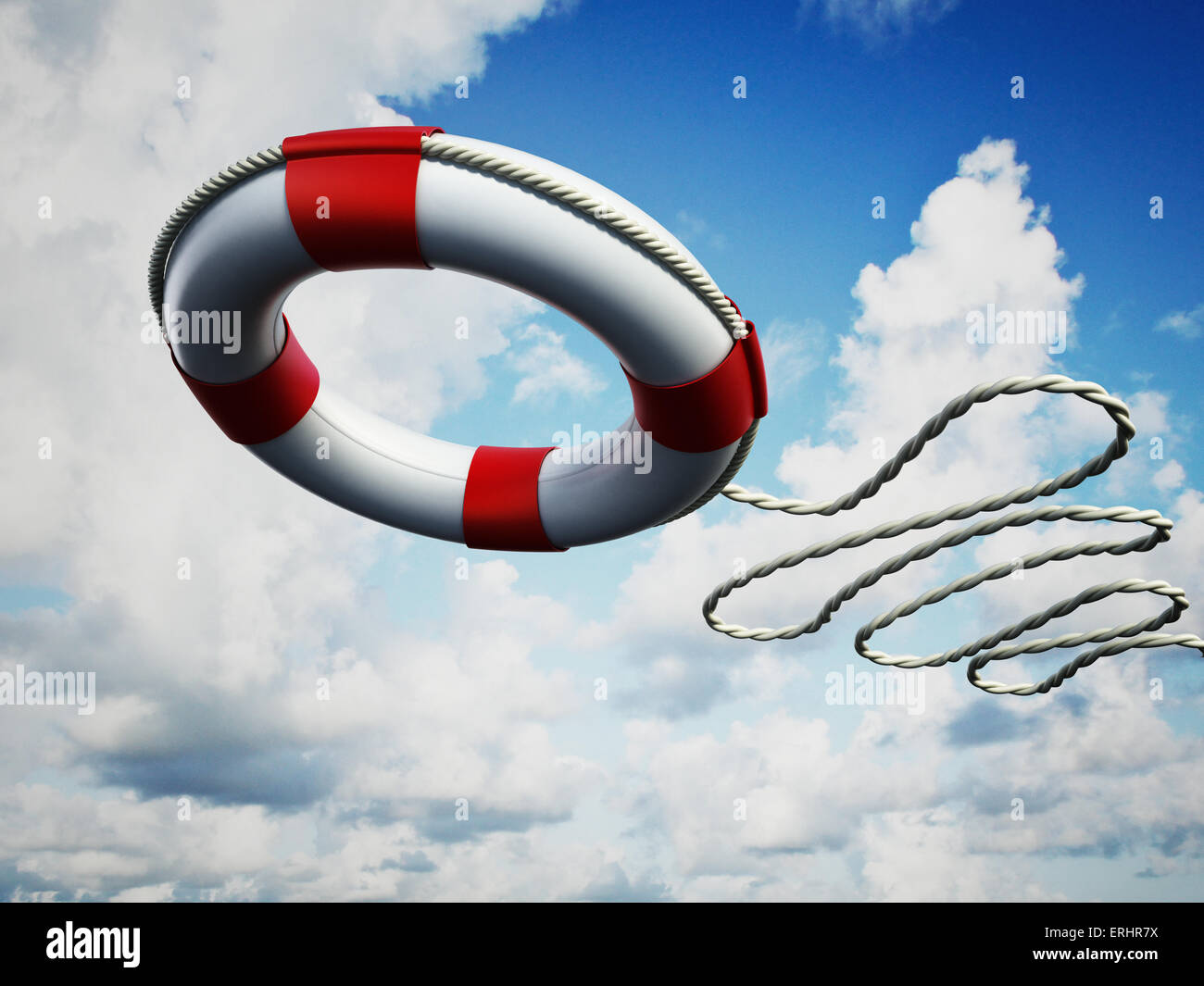 Life belt in the air help concept. Stock Photo