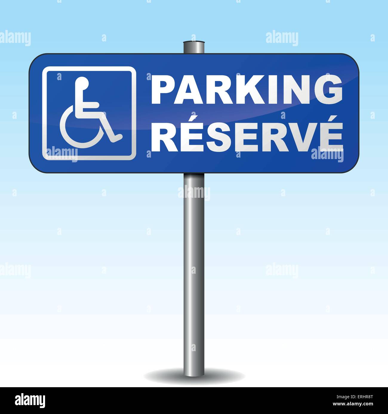 Vector french illustration of disabled parking sign on sky background Stock Vector