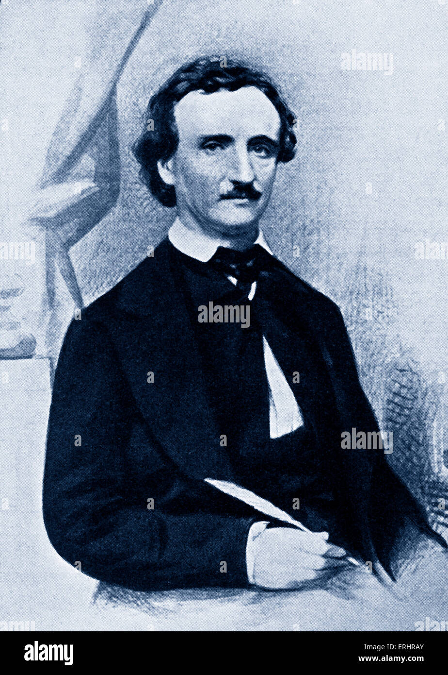 Edgar Allen Poe - in 1849. American writer, poet, critic and editor: 19 January 1809 – 7 October 1849.  From a daguerreotype Stock Photo