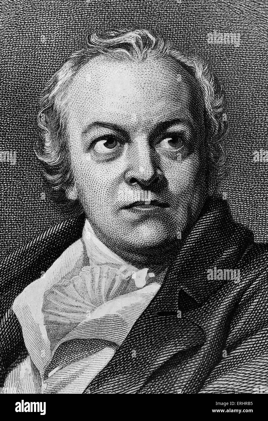 William Blake - after the portrait by Phillips.  Poet, painter and engraver: 28 November 1757 - 12 August 1827. Stock Photo