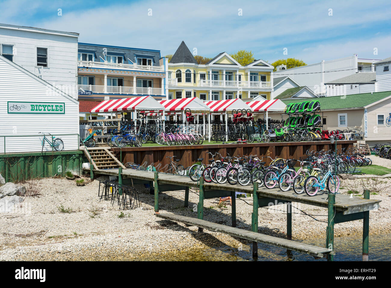Michigan, Mackinac Island, bicycle rental location Stock Photo Alamy