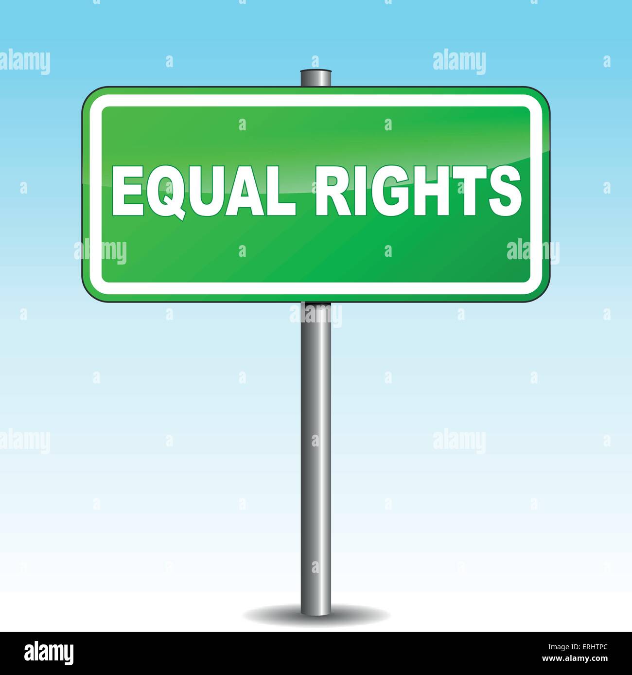 Vector illustration of equal rights signpost on sky background Stock Vector