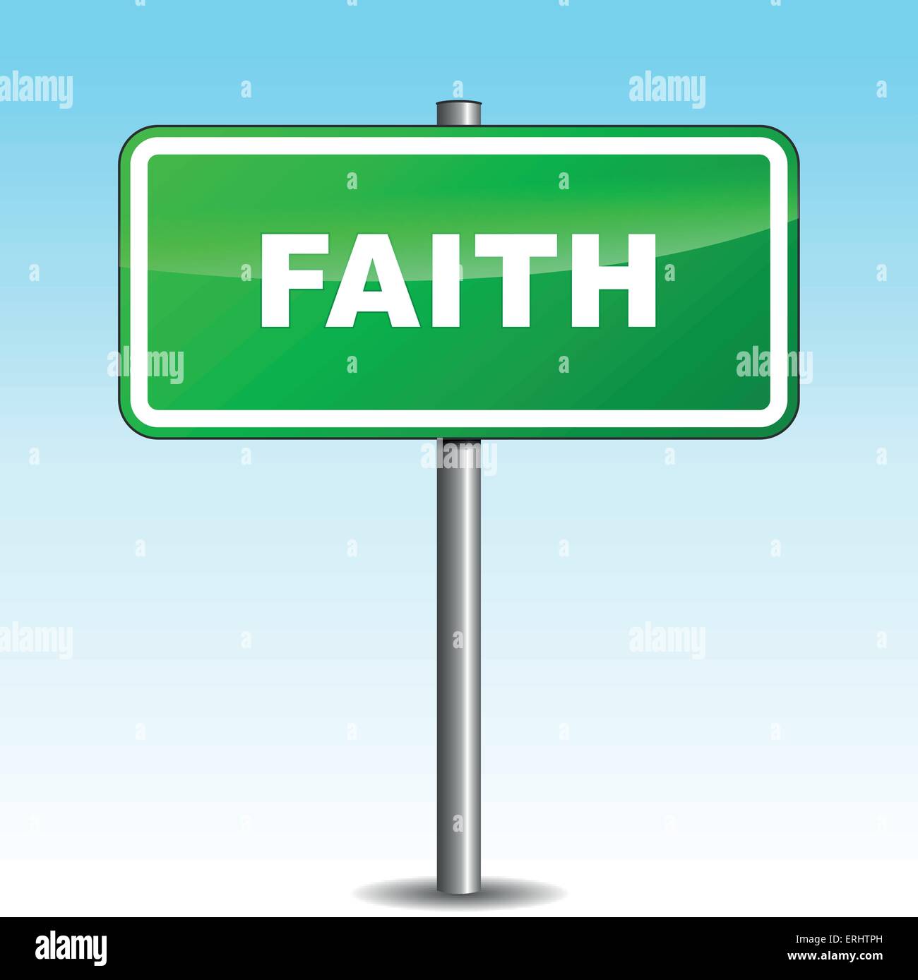 Vector illustration of faith signpost on sky background Stock Vector