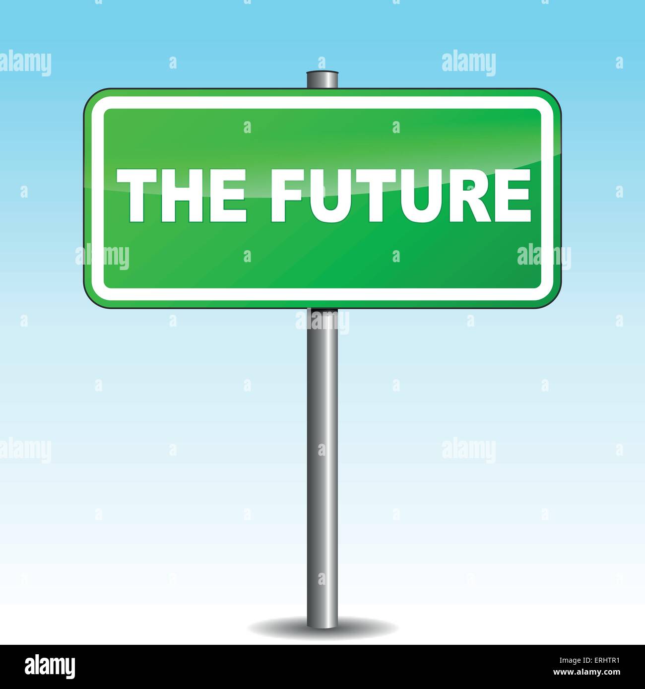 Vector illustration of future green signpost on sky background Stock Vector