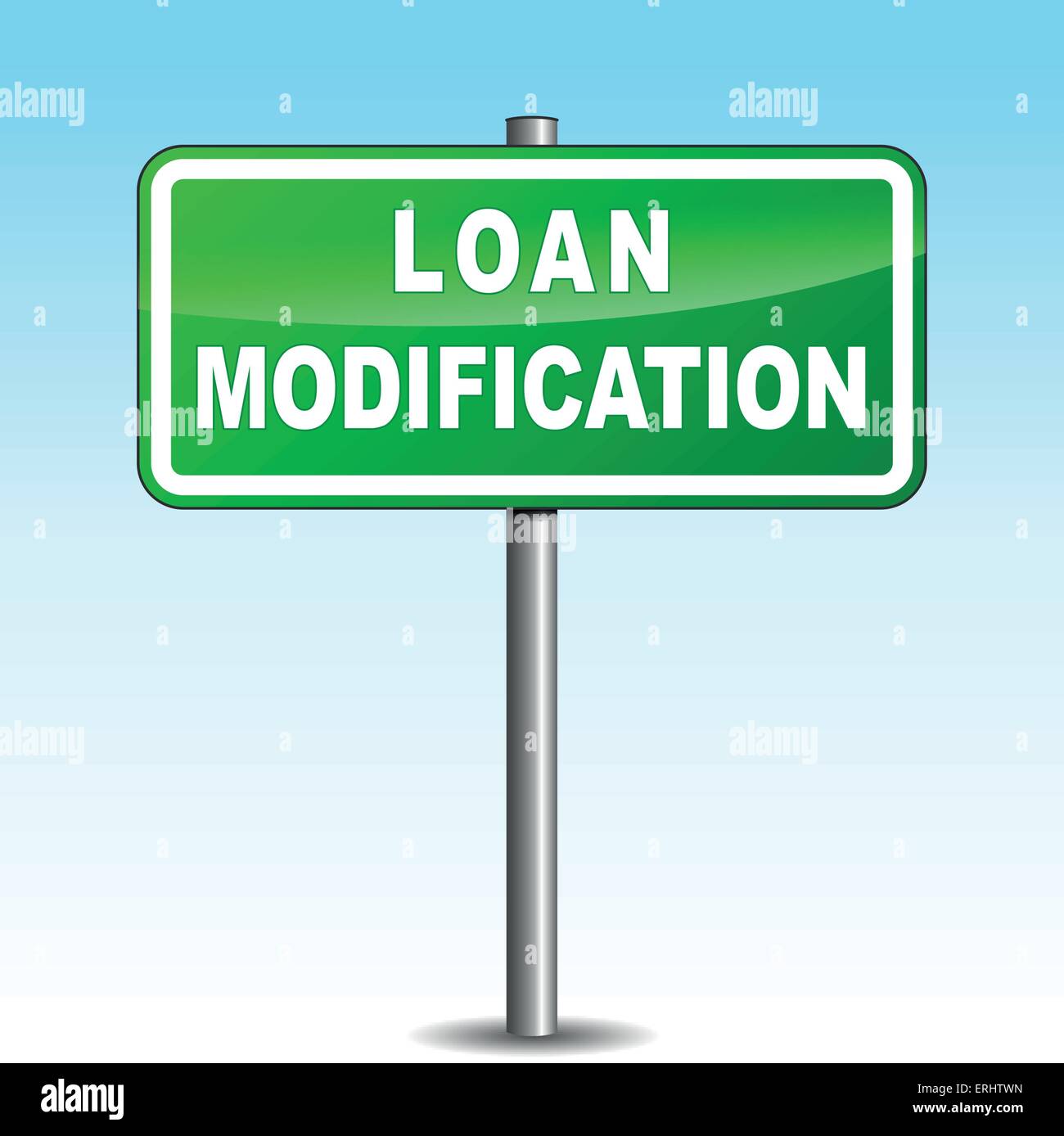 Vector illustration of loan modification signpost on sky background Stock Vector