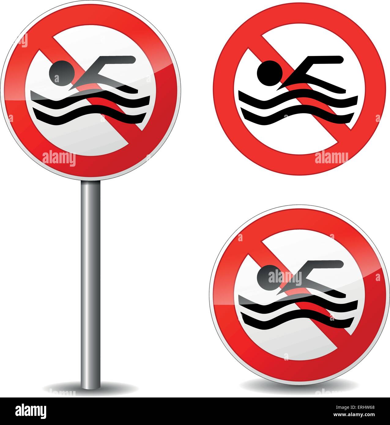Vector illustration of no swimming sign on white background Stock Vector
