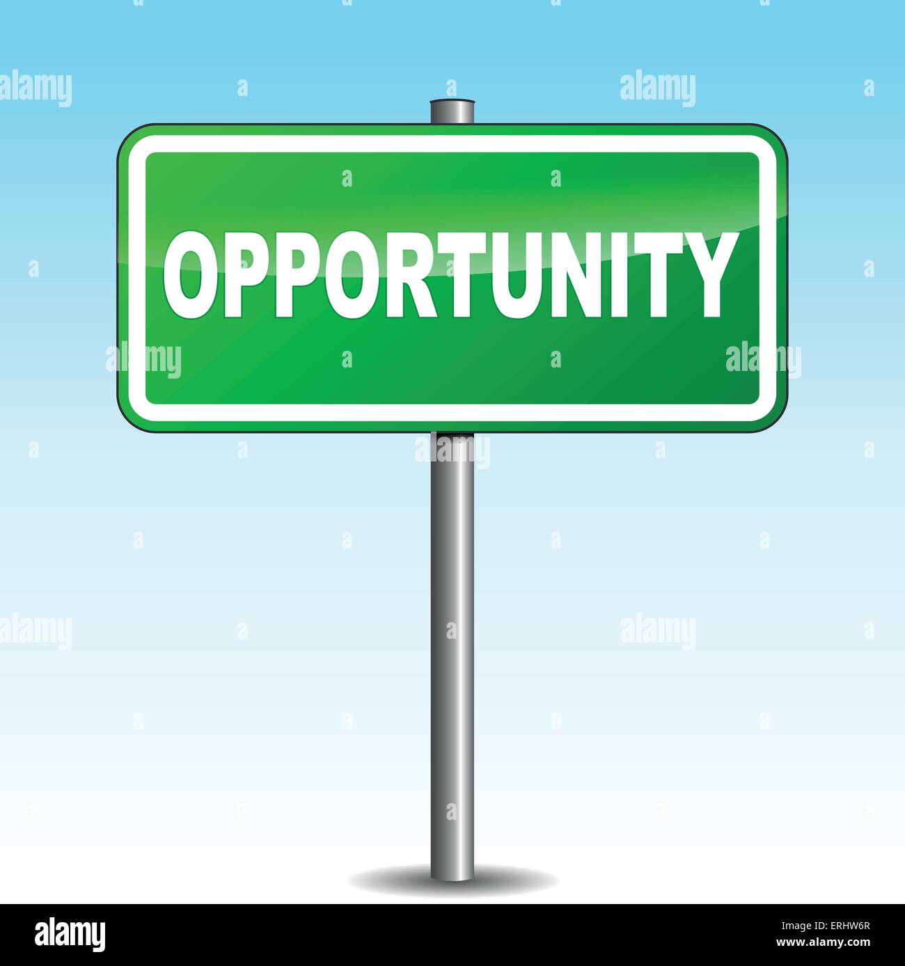 Vector illustration of opportunity signpost on sky background Stock Vector