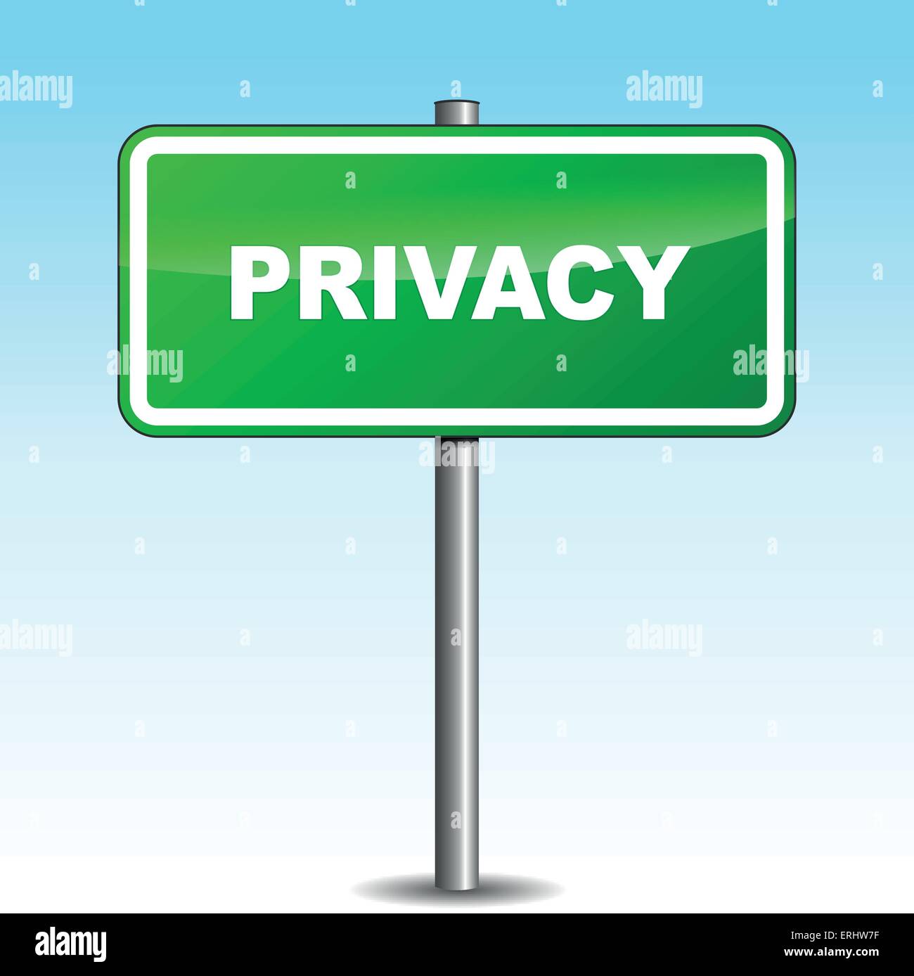 Vector illustration of privacy signpost on sky background Stock Vector