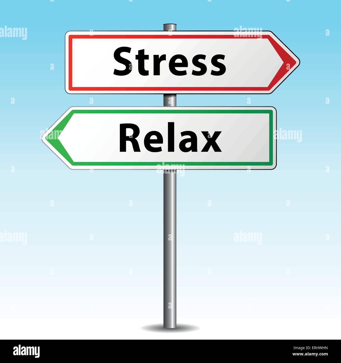 Vector illustration of stress and relax concept signpost Stock Vector