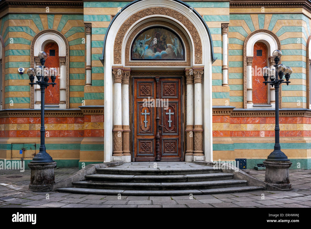 Alexander Nevsky Orthodox Church door, Lodz Stock Photo