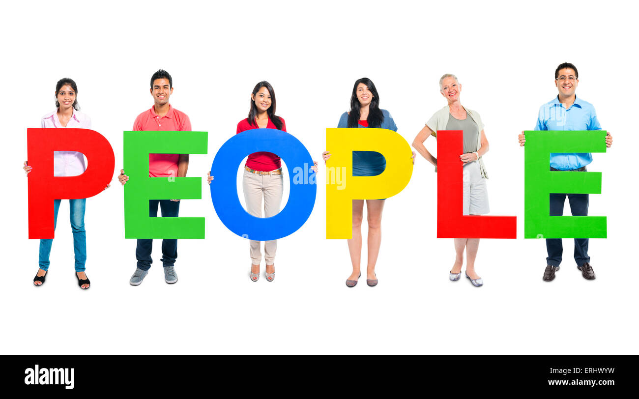 Group of People Holding Alphabet Stock Photo - Alamy
