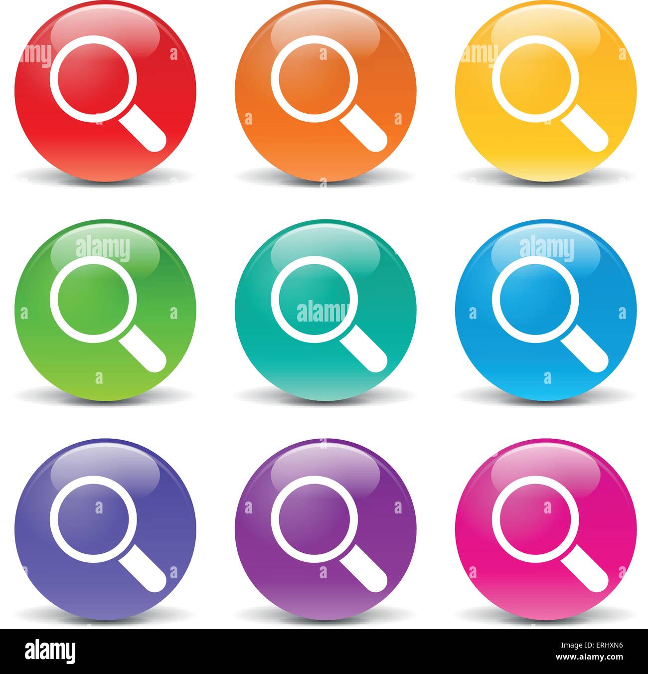 Vector illustration of search icons on white background Stock Vector