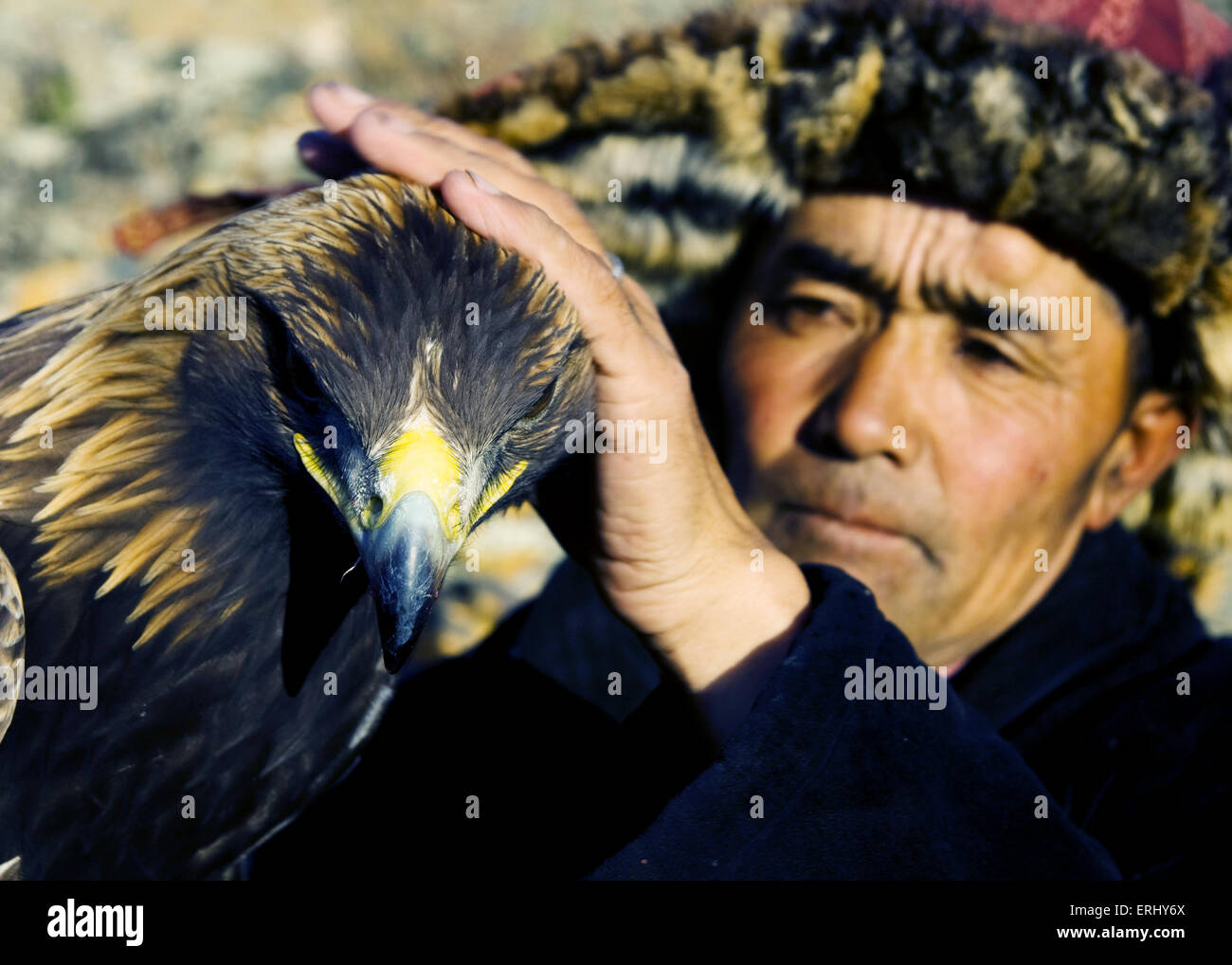 Mongolian Man Traditional Lifestyles Eagle Stock Photo