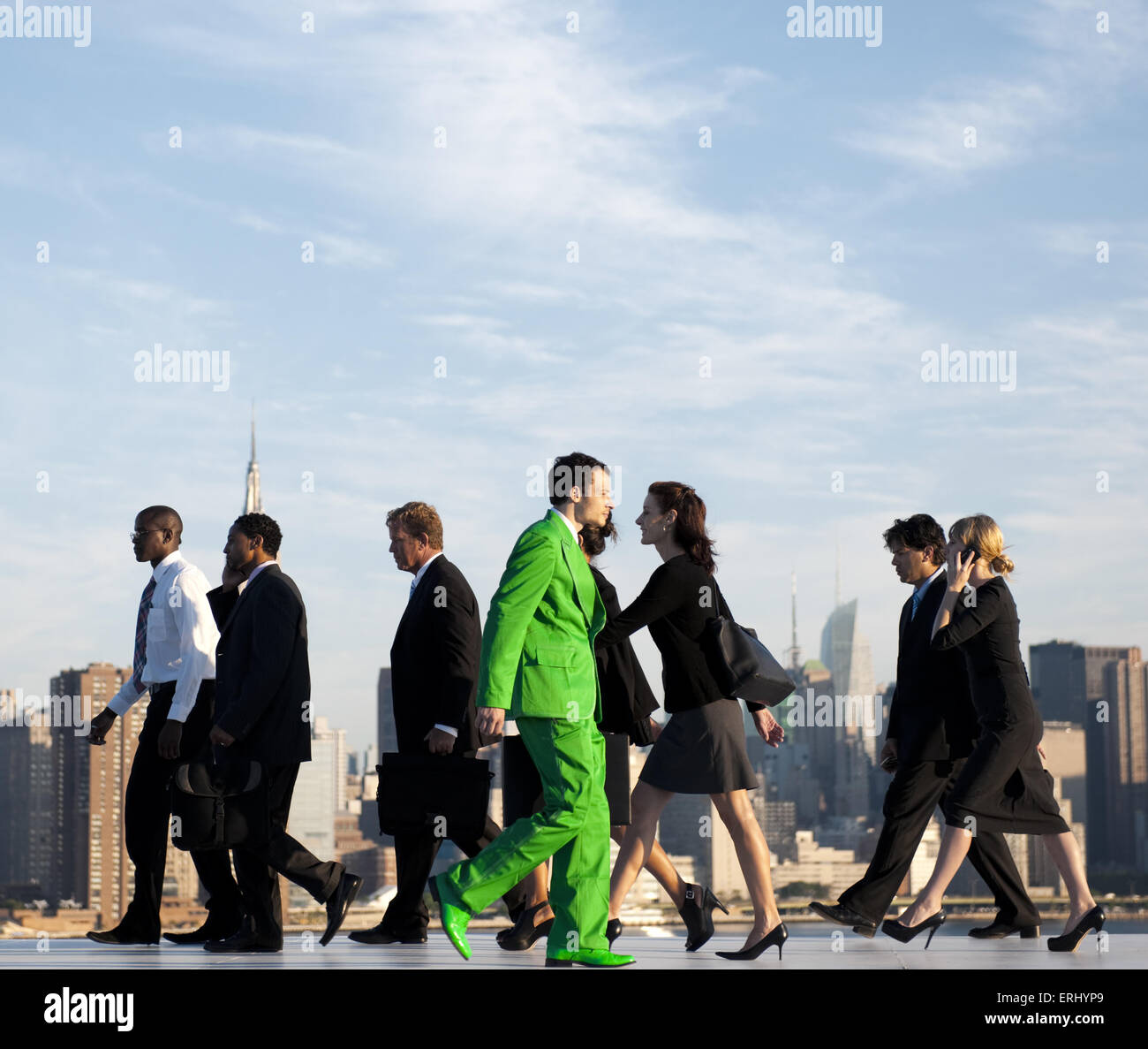 Office workers walking to their work place. Stock Photo
