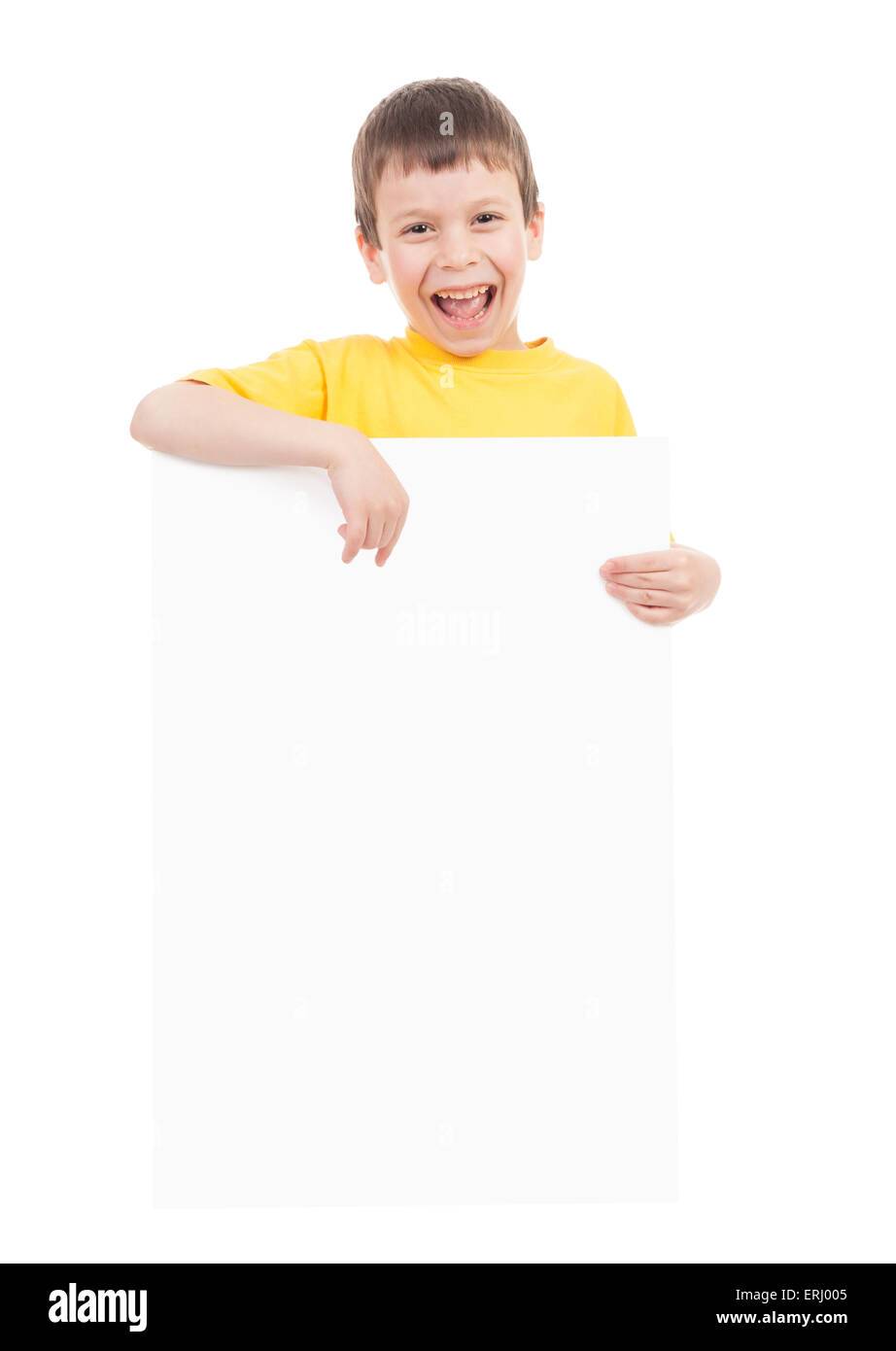 boy with blank paper sheet isolated Stock Photo - Alamy