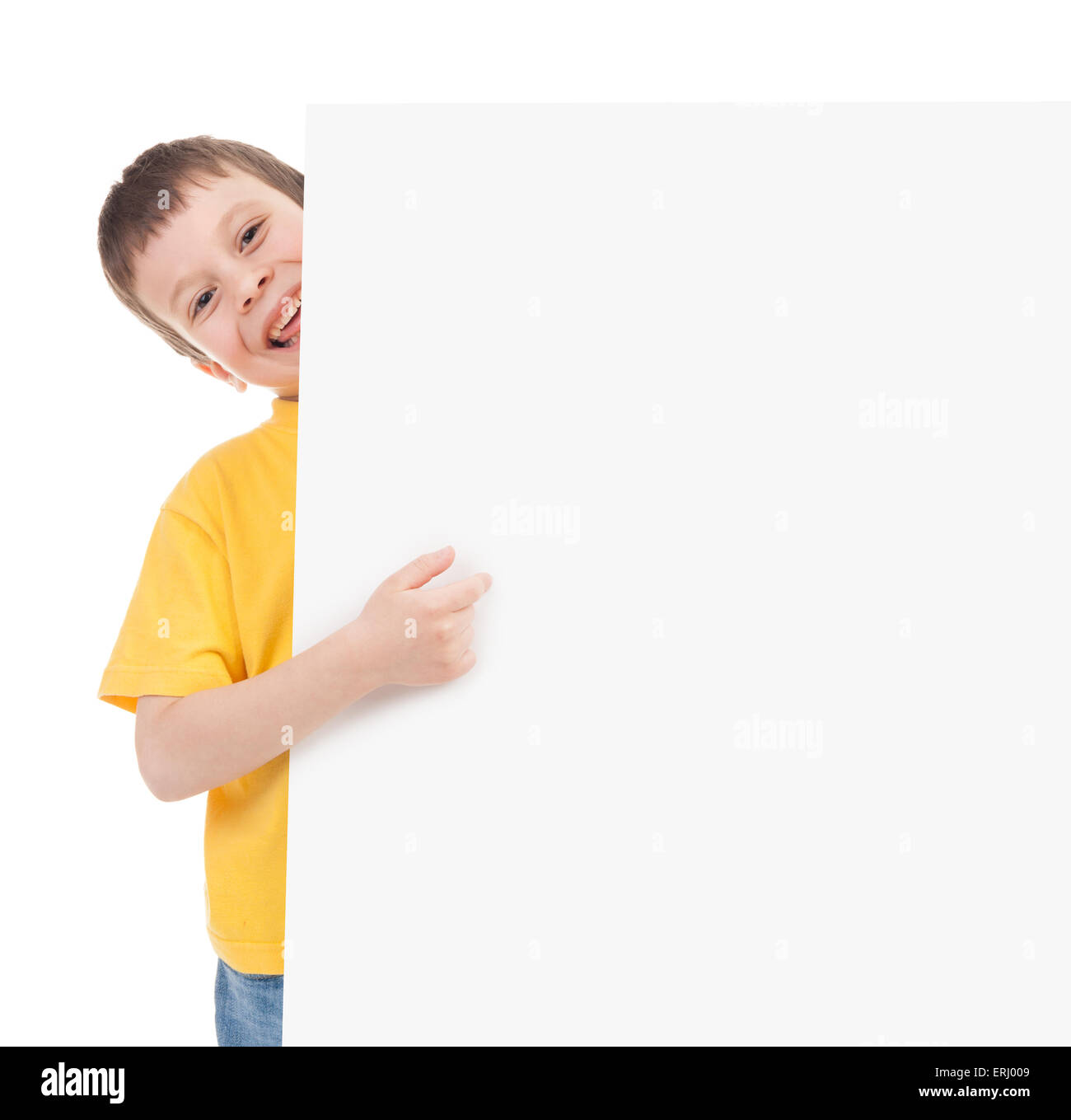 boy with blank paper sheet isolated Stock Photo - Alamy
