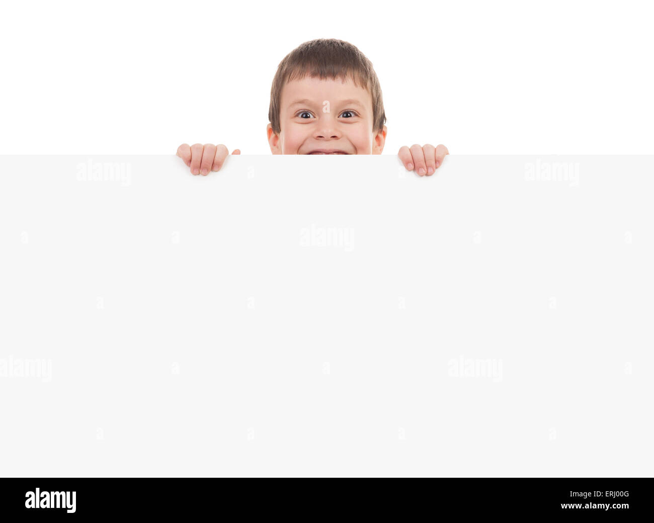 boy with blank paper sheet isolated Stock Photo - Alamy