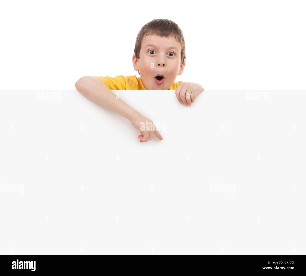 boy with blank paper sheet isolated Stock Photo - Alamy