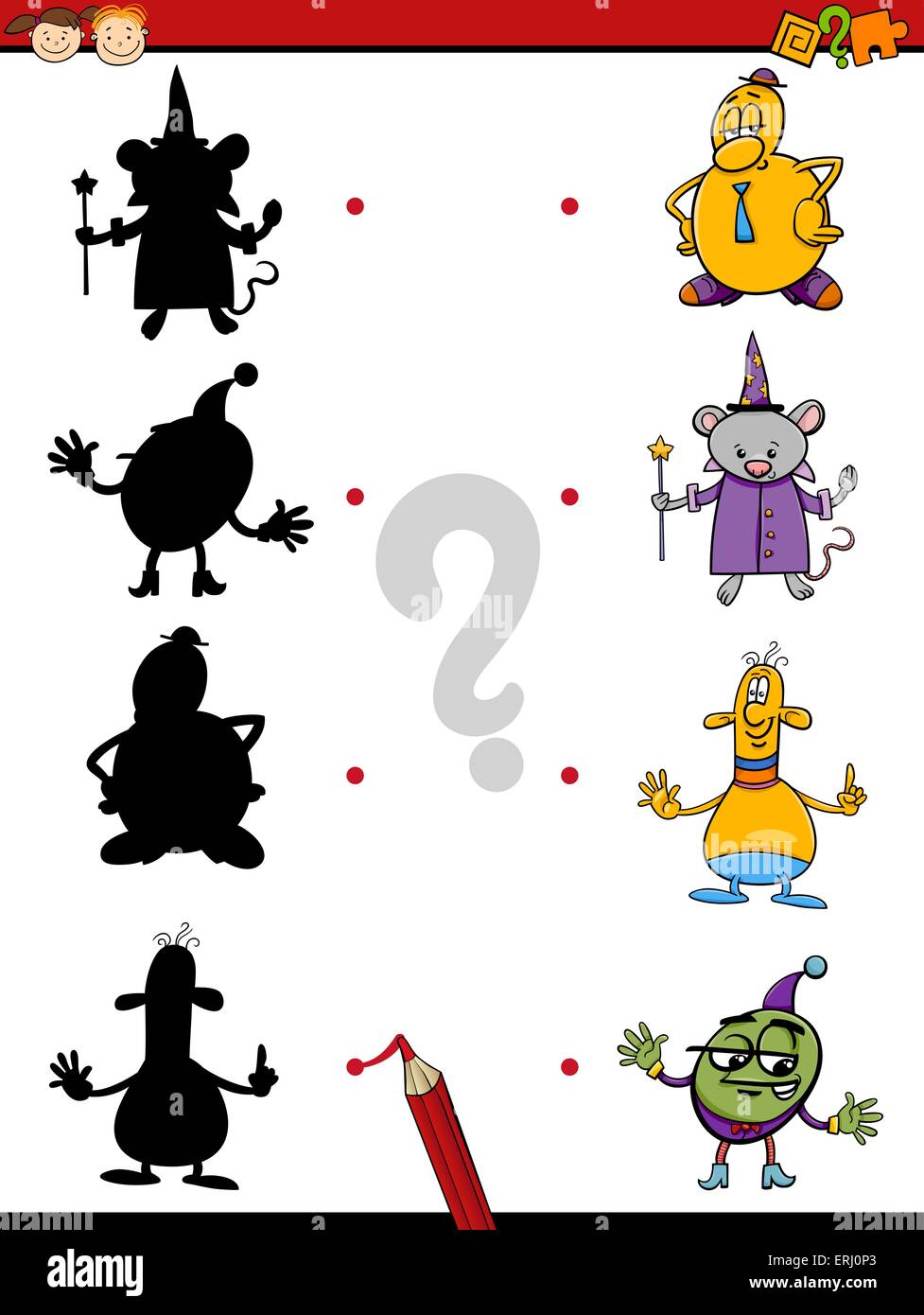 Cartoon Illustration of Education Shadow Matching Game for Preschool ...