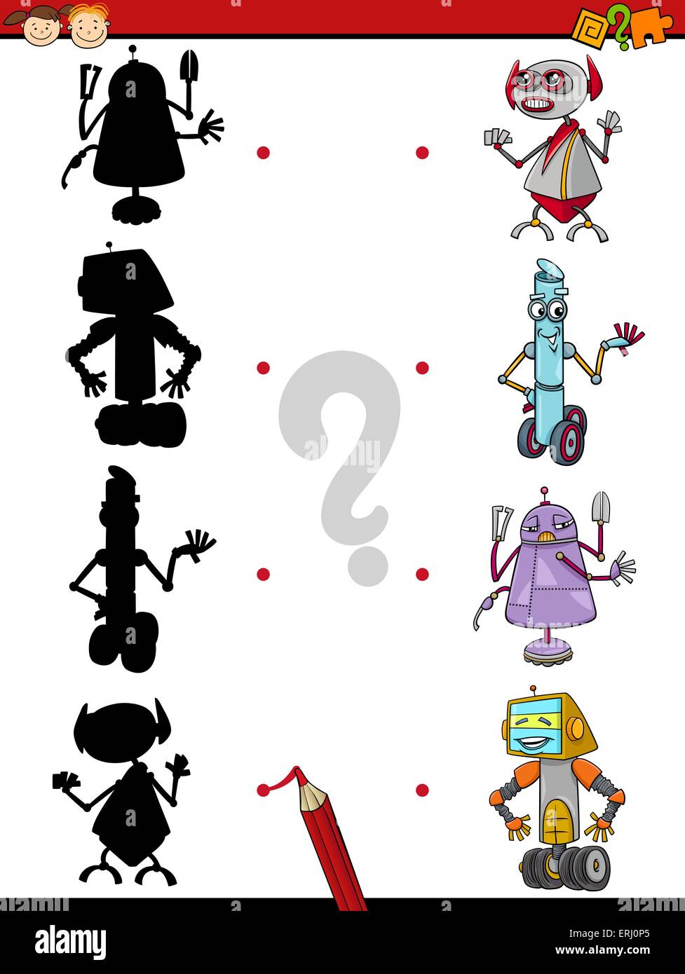 Cartoon Illustration of Education Shadow Matching Game for Preschool ...