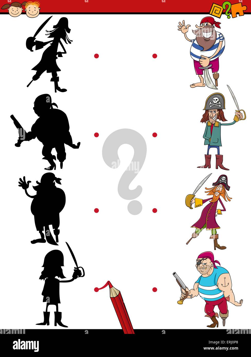 Cartoon Illustration of Education Shadow Matching Game for Preschool ...