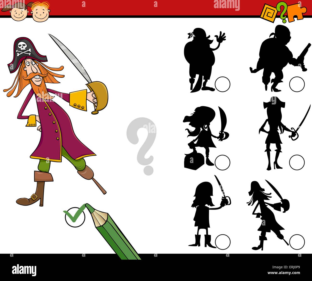 Cartoon Illustration of Education Shadow Matching Game for Preschool ...