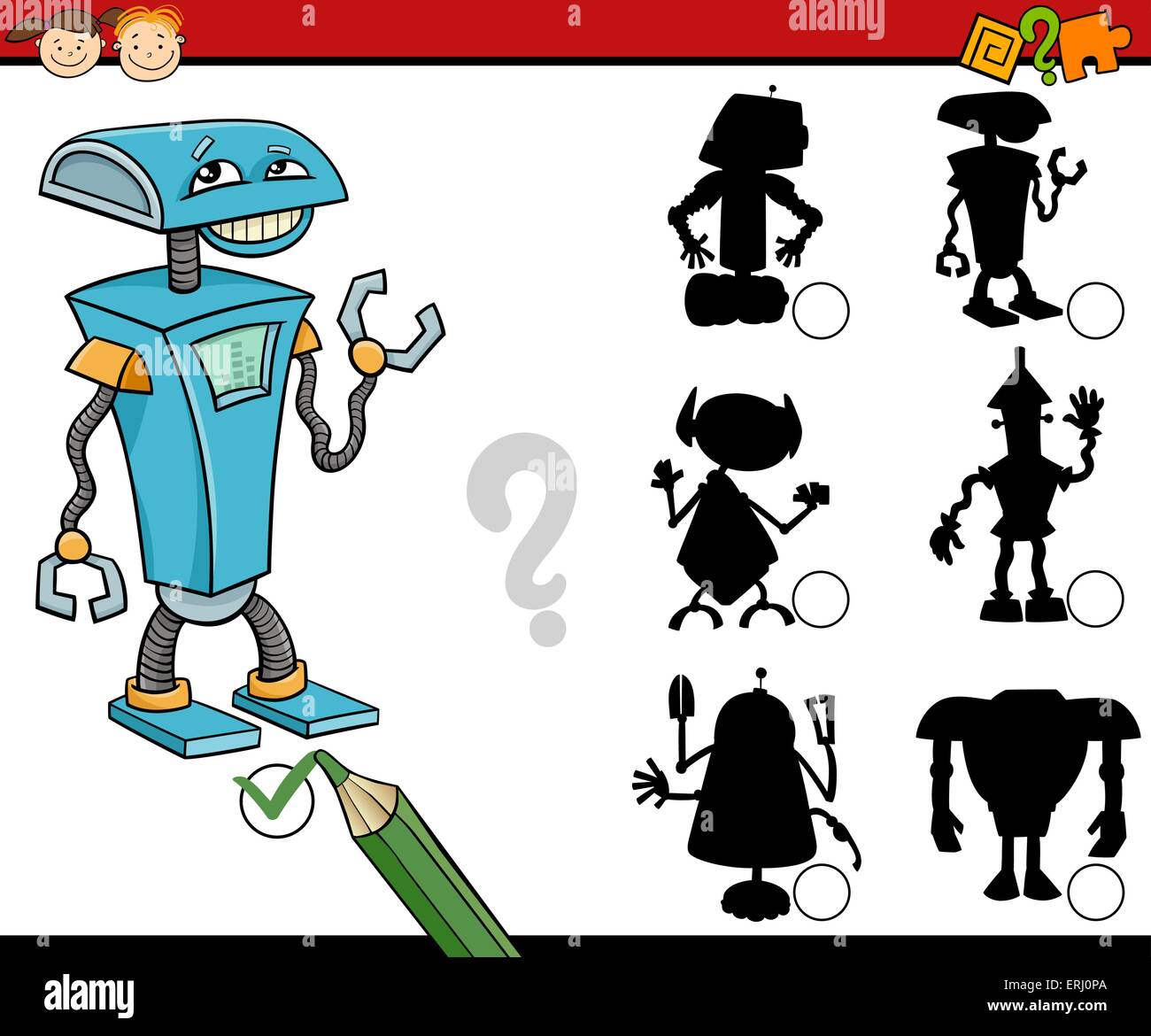 Cartoon Illustration of Education Shadow Matching Game for Preschool ...