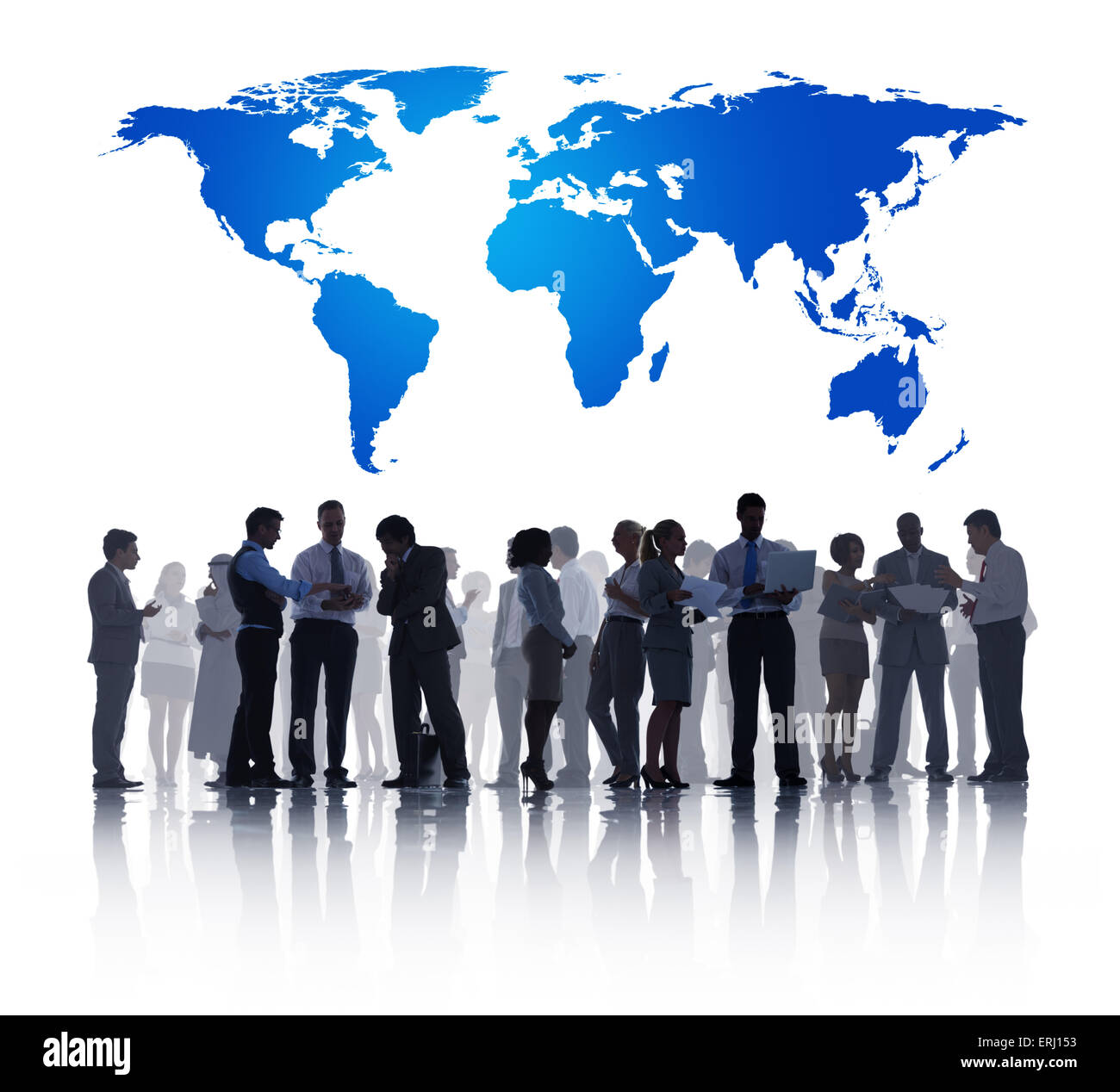 Women man global map hi res stock - Global Business ERJ153
