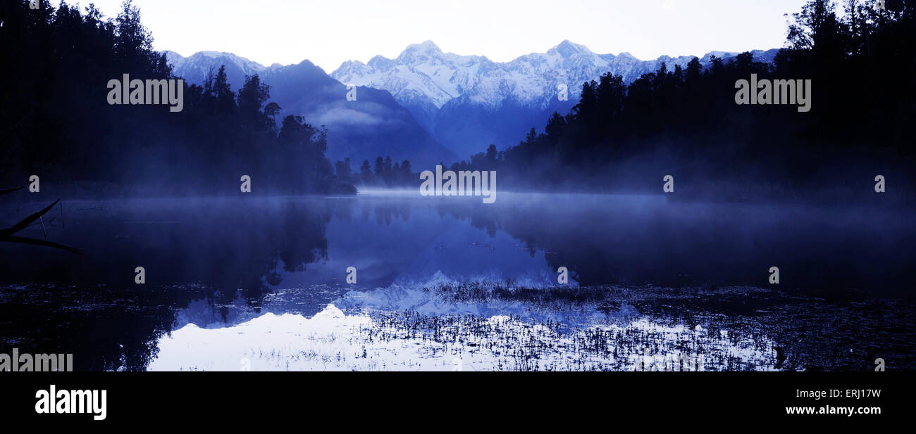 Lake Matheson with Mt Cook, New Zealand Stock Photo - Alamy