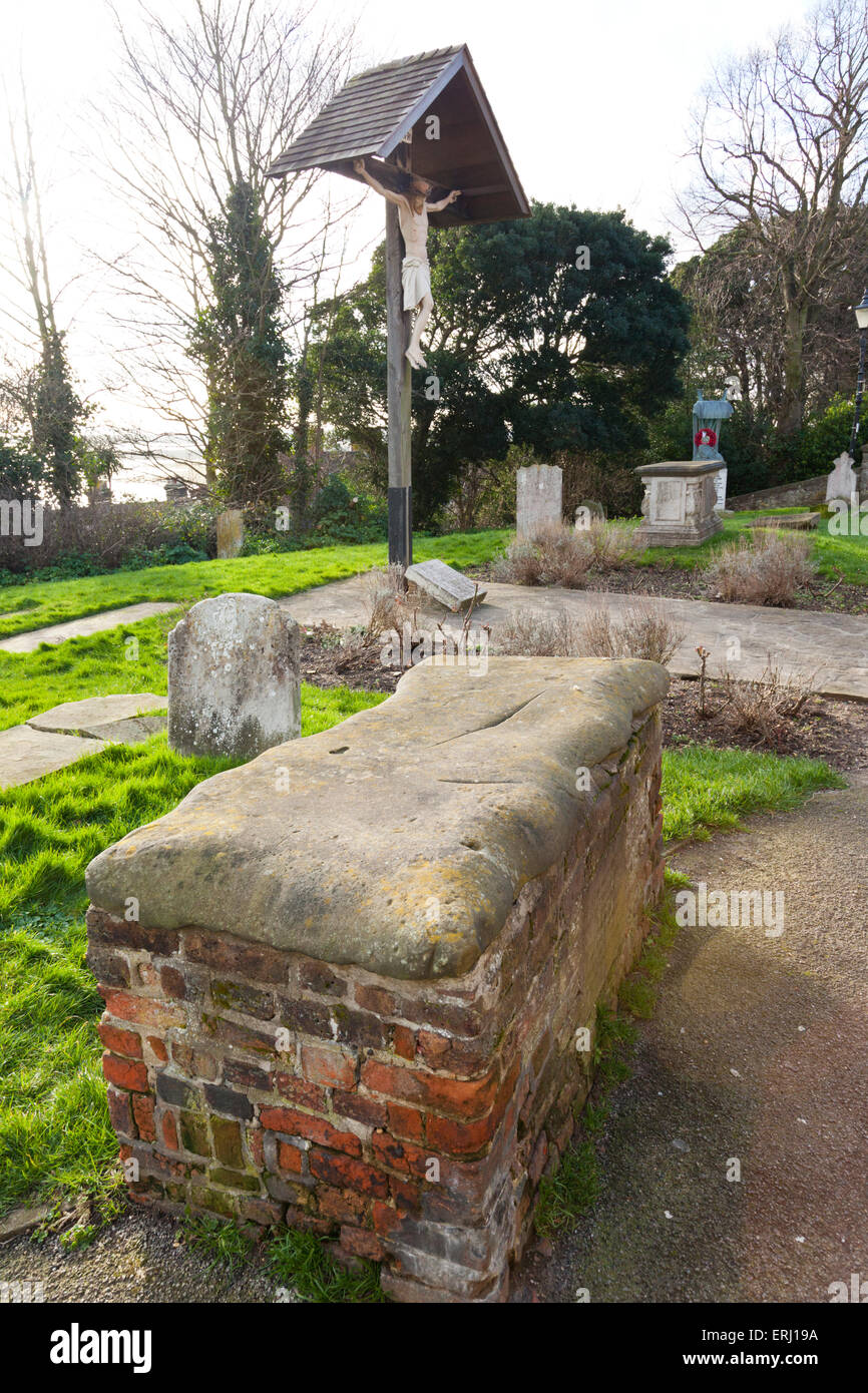 the Cutlass stone in the churchyard of St Clements, Leigh-On Sea Essex England United Kingdom Europe Stock Photo