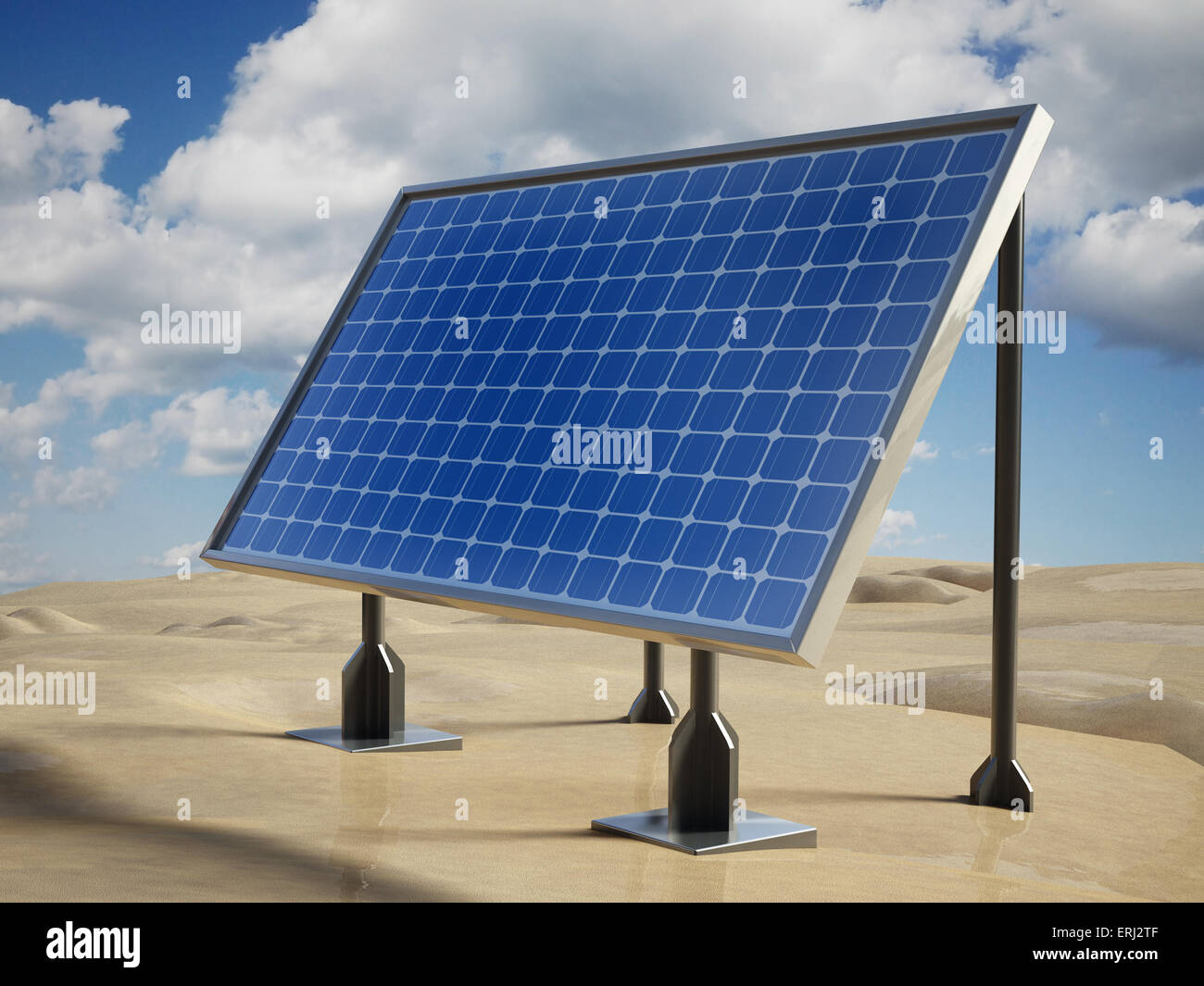 Solar panel on the desert sands. Stock Photo