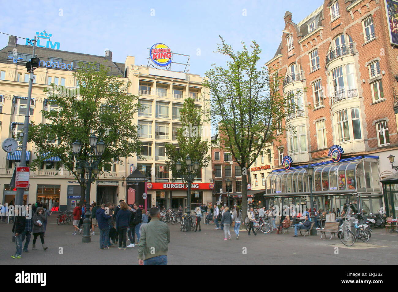 Tourists at Leidseplein square in Amsterdam, Netherlands. Stock Photo