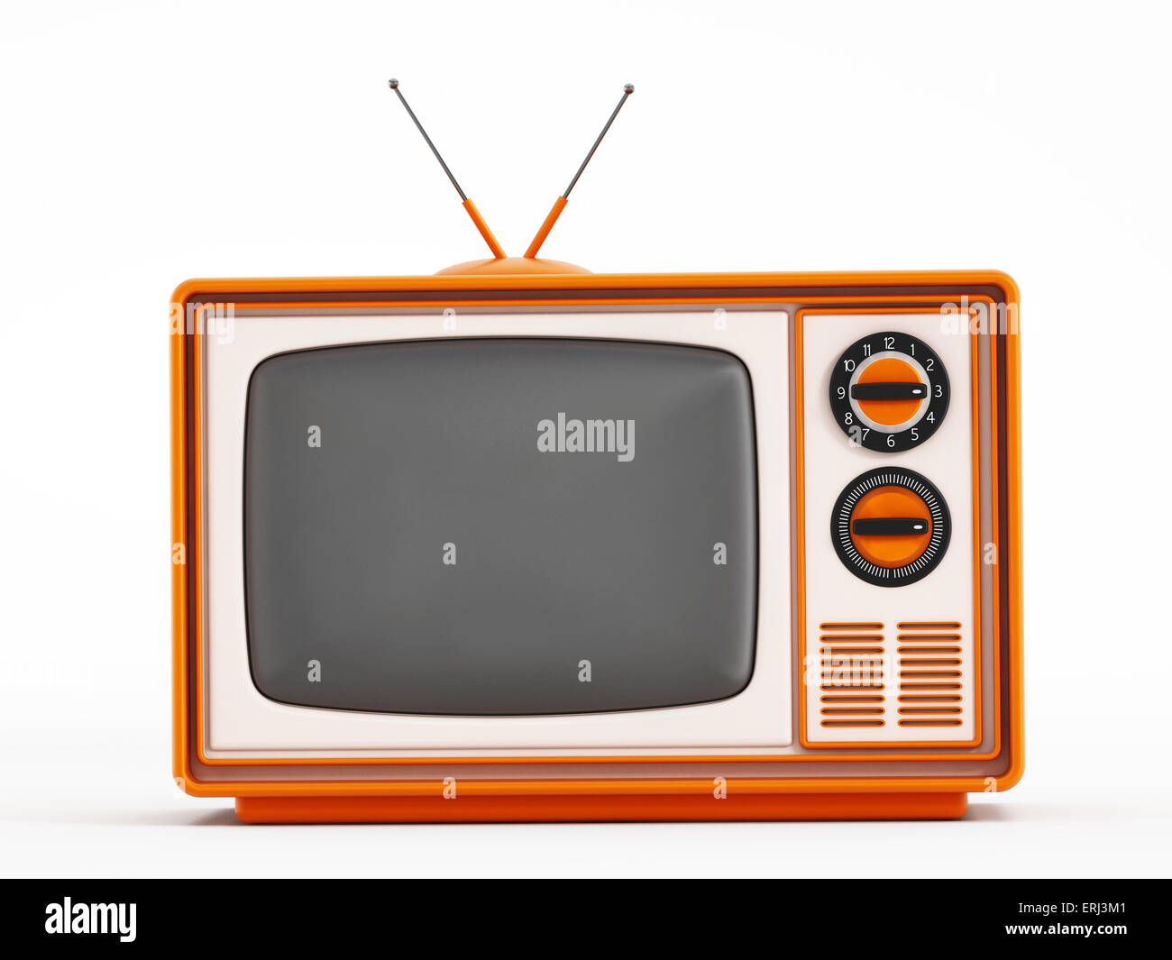 Retro orange television Stock Photo - Alamy