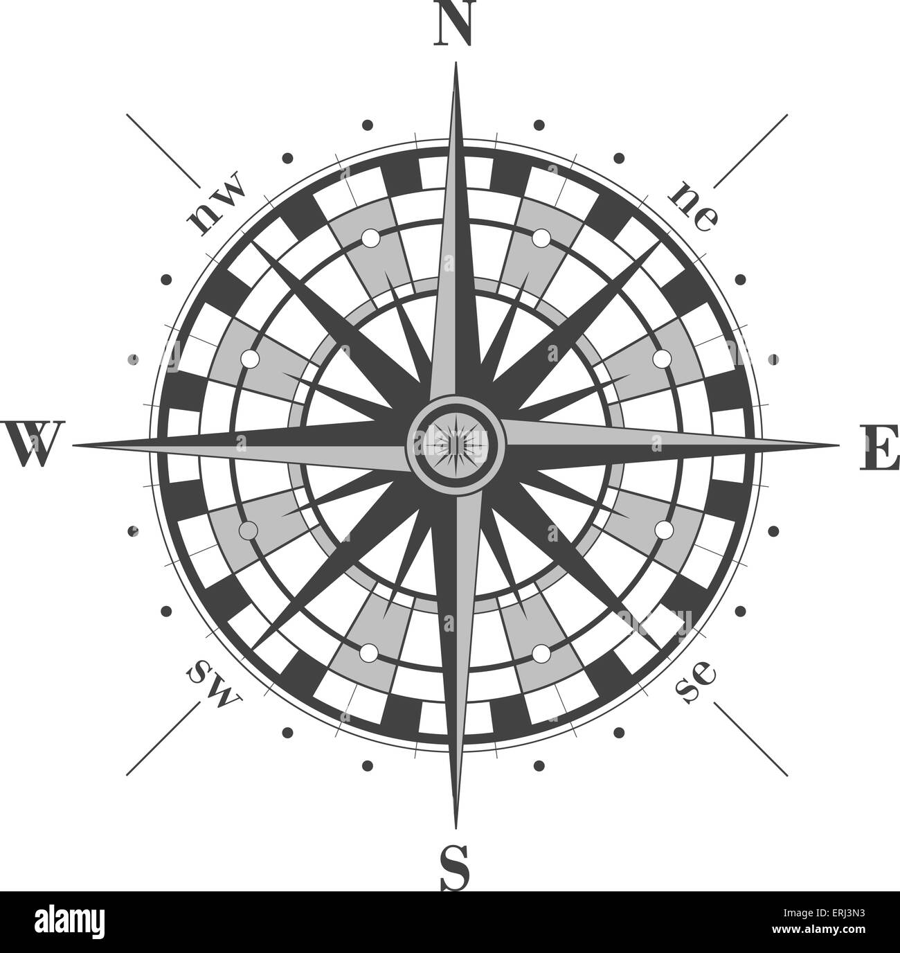 Compass rose isolated on white. Vector illustration. Stock Vector