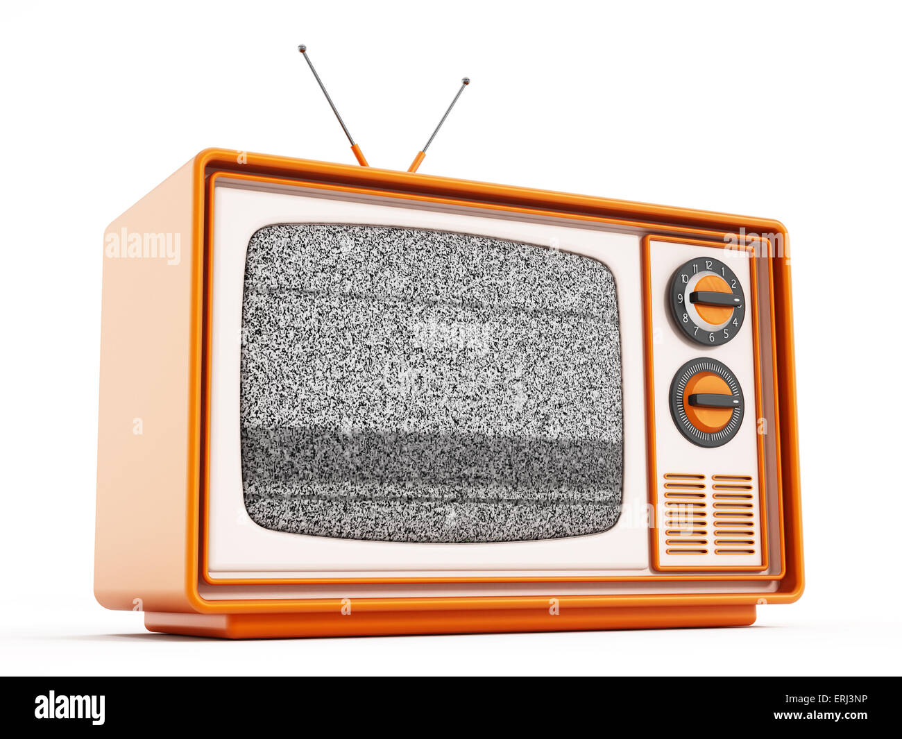 Retro orange television Stock Photo Alamy