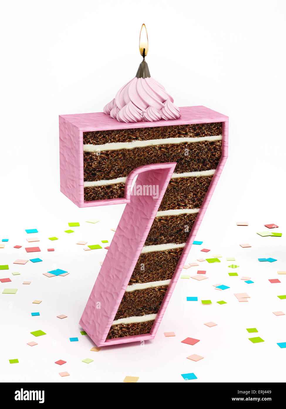 Pink Number 7 Birthday Cake Candle