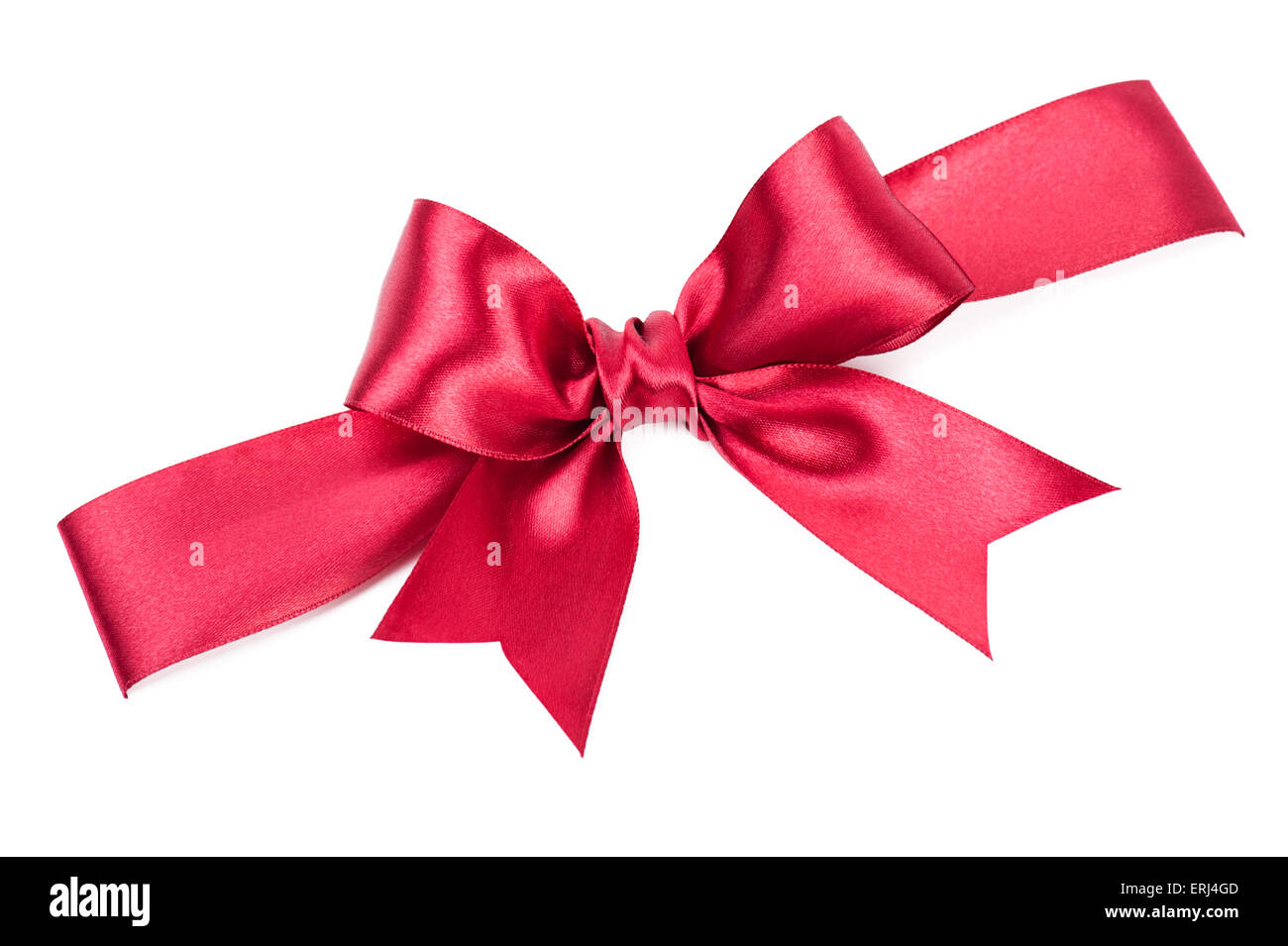 big red bow made from silk ribbon Stock Photo Alamy