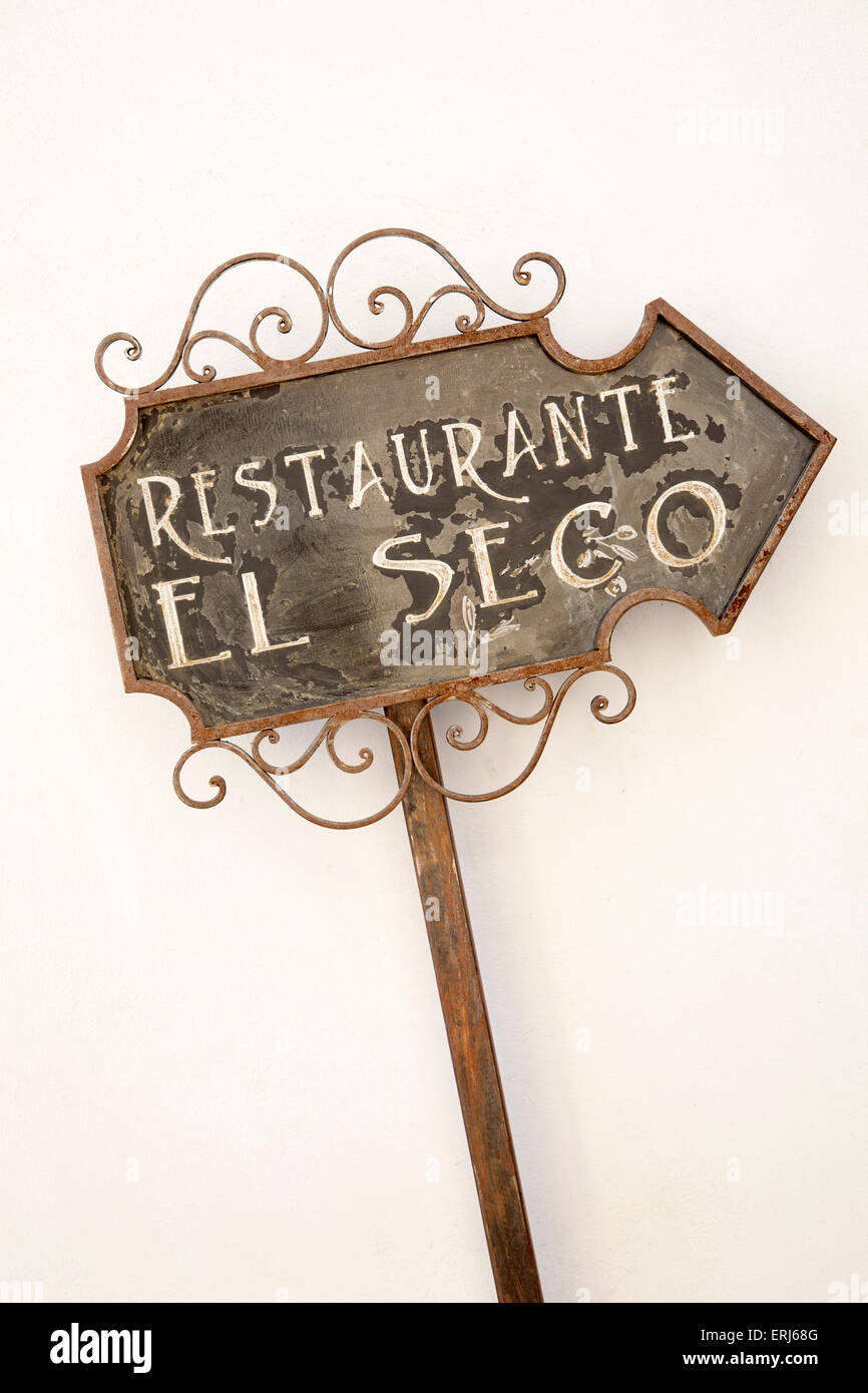 El Seco Restaurant Sign, Ubeda; Andalusia; Spain Stock Photo