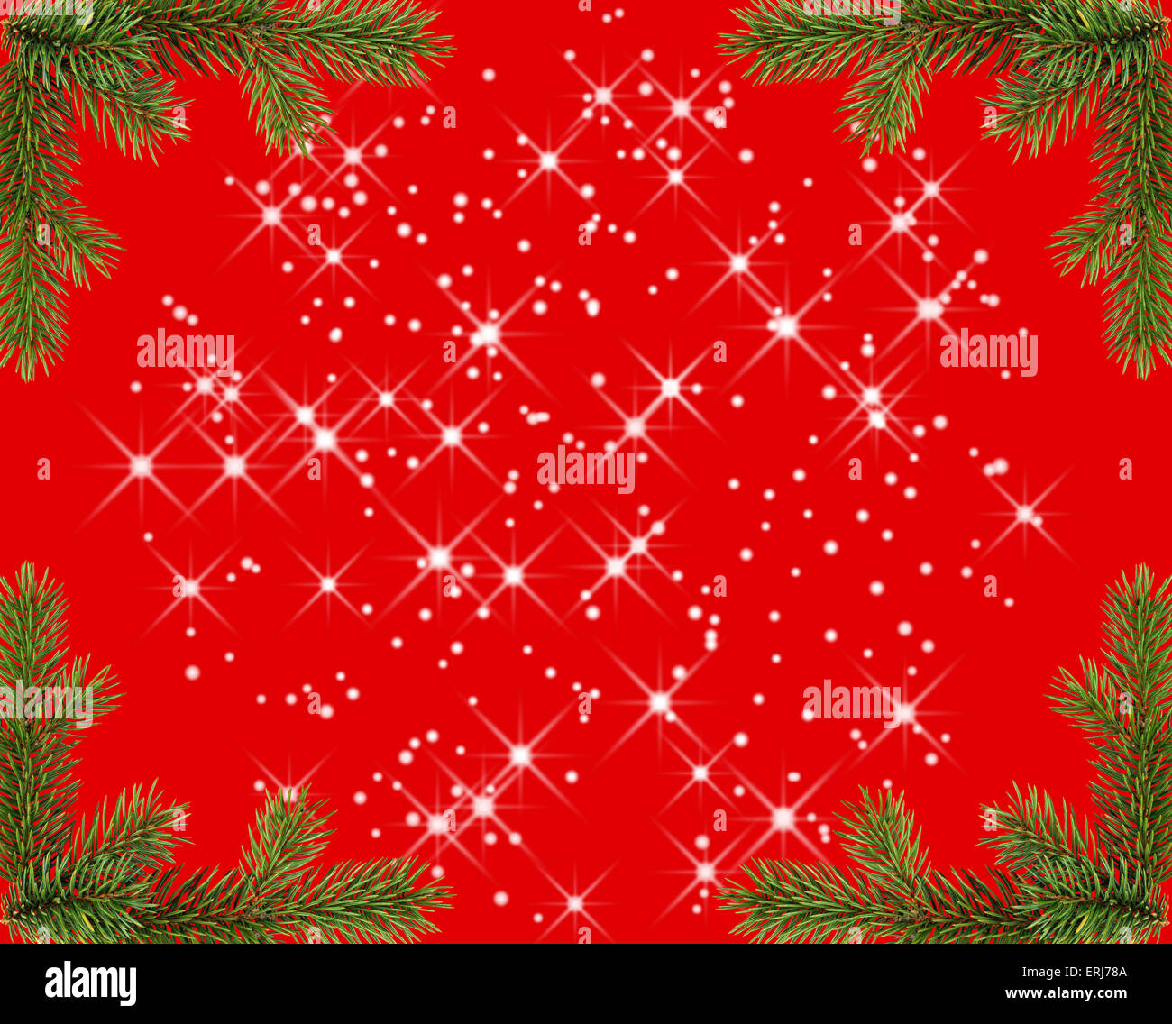 red christmas frame with sparkles from fir branches Stock Photo - Alamy